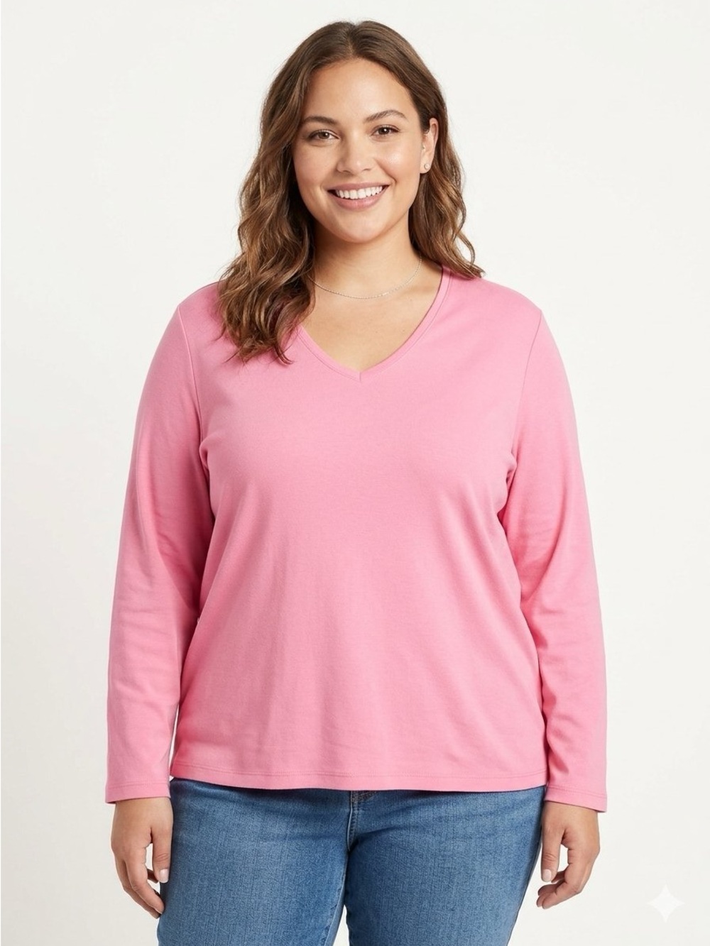 Talbots Pink V-Neck Long Sleeve Tee Size 1X Petite